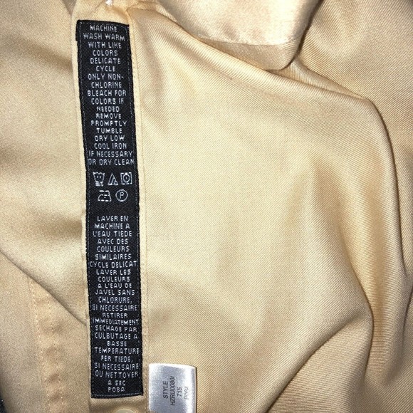 Crazy Horse Dress Shirt Men's Size 17.5 34-35 Pale Yellow Button Up Sateen - Picture 5 of 8